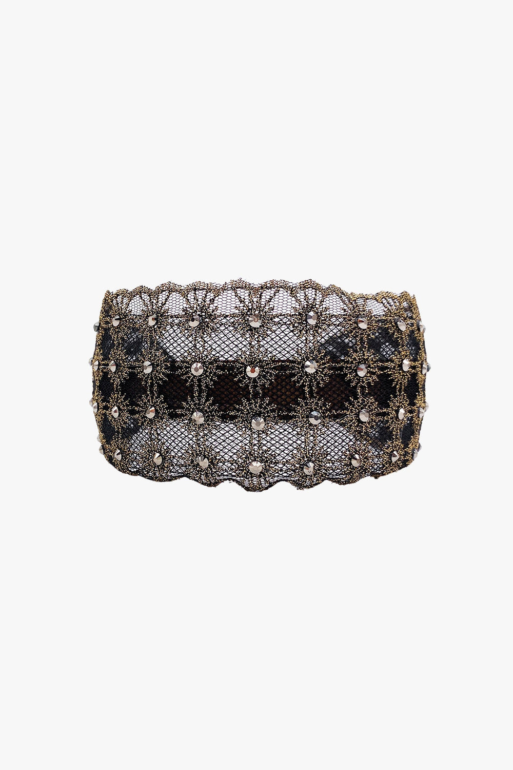 Lacey Embroidered Crystal Headband - Gold - Anna Sui Sale