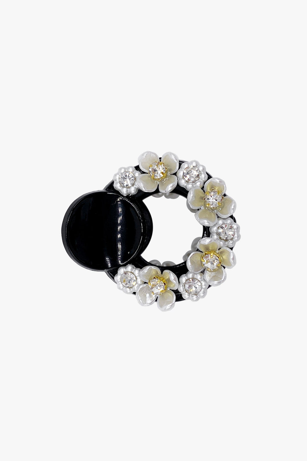 Round Cutout Flower Embroidered Jaw Clip - Anna Sui Sale