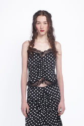 Polka Dot Ruched Lace Camisole - Anna Sui Outlet
