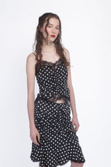 Polka Dot Ruched Lace Camisole - Anna Sui Outlet