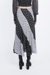 Ditsy Dot Chiffon Contrast Flowy Skirt - Anna Sui US
