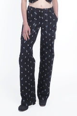 Denim Embroidered Roses Cargo Pants - Anna Sui Discount