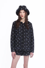 Denim Embroidered Roses Barn Jacket - Anna Sui Online