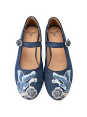 John Fluevog x Anna Sui Butterfly Mary Janes - Denim Blue - Anna Sui Outlet
