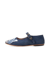 John Fluevog x Anna Sui Butterfly Mary Janes - Denim Blue - Anna Sui Outlet