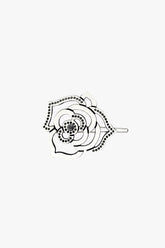 Cutout Crystal Embroidered Rose Side Barrette-White - Anna Sui Discount