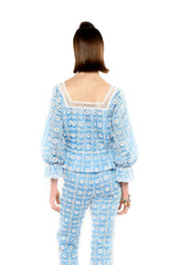 Lattice Lace Embroidery Tie Blouse - Anna Sui Sale