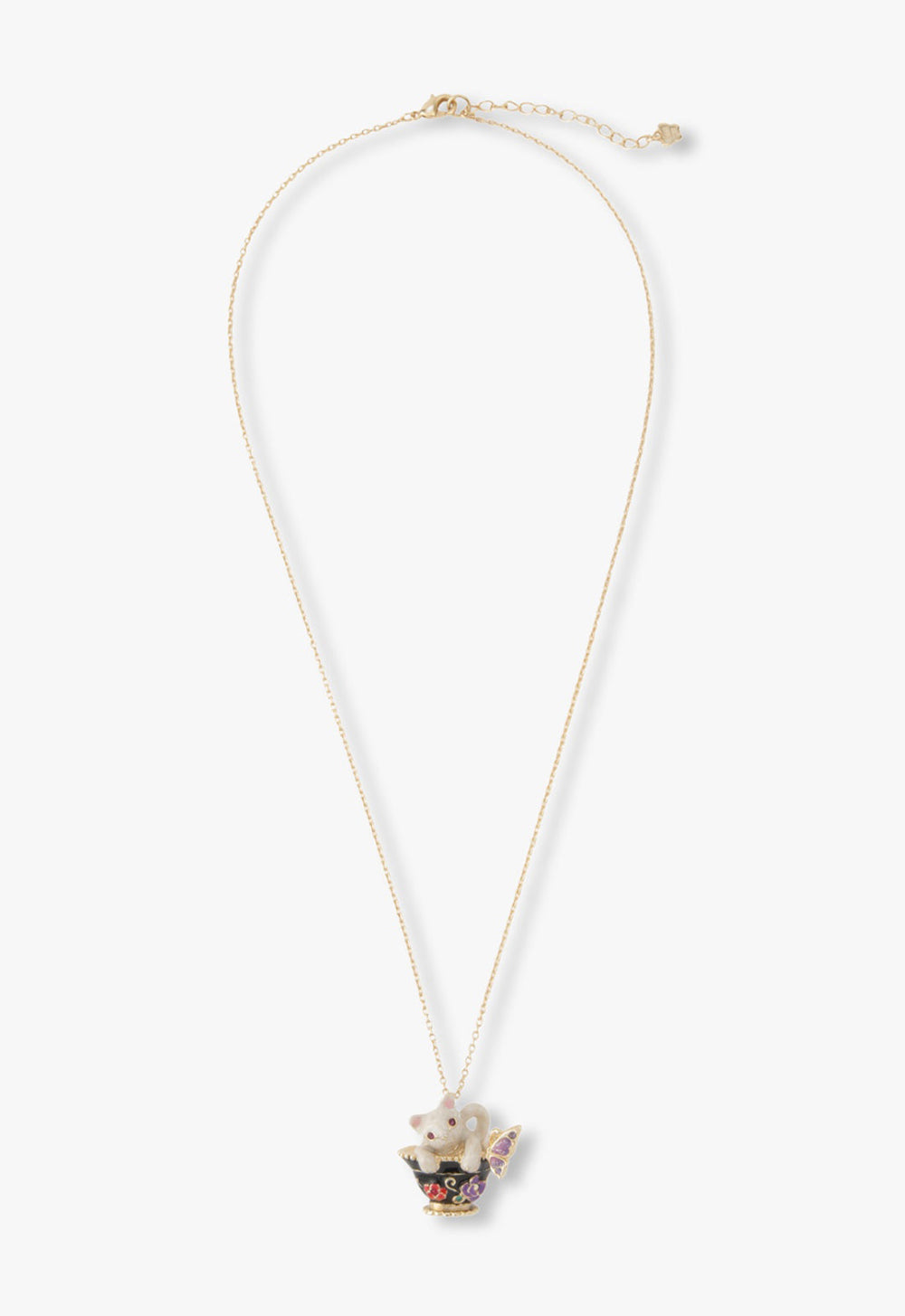 Jeweled Cat & Butterfly Chalice Necklace - Anna Sui Sale