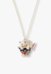 Jeweled Cat & Butterfly Chalice Necklace - Anna Sui Sale