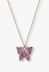 Pink & Lavender Butterfly Glow Necklace - Rose Gold - Anna Sui Online