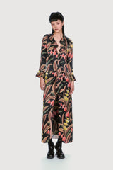 Feather Fern Crinkle Rayon Ruffle Tie Dress - Anna Sui Outlet