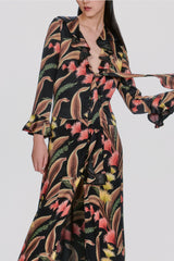Feather Fern Crinkle Rayon Ruffle Tie Dress - Anna Sui Outlet