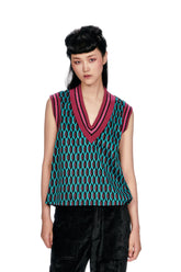 Glitter Geo Jacquard Pullover Vest - Anna Sui Online