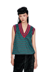 Glitter Geo Jacquard Pullover Vest - Anna Sui Online