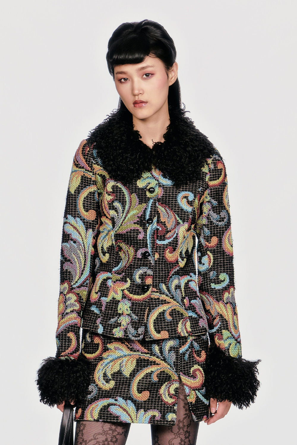 Tapestry Faux Fur Jacket - Anna Sui Sale