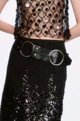 O-Ring Leather Belt - Black - Anna Sui Discount