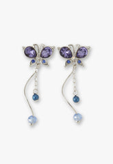 Silver Butterfly Stud Earrings with Detachable Dangle - Anna Sui US