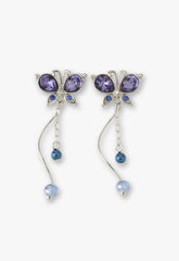 Silver Butterfly Stud Earrings with Detachable Dangle - Anna Sui US