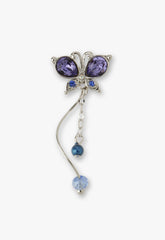 Silver Butterfly Stud Earrings with Detachable Dangle - Anna Sui US