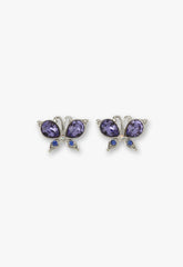 Silver Butterfly Stud Earrings with Detachable Dangle - Anna Sui US