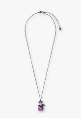 Lucky Cat Flower Necklace- Gunmetal - Anna Sui US