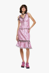 Crushed Satin Ruffle Midi Skirt - Anna Sui Outlet