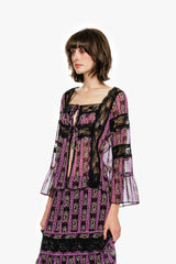 Cameo Stripe Print Tie Blouse - Anna Sui Sale