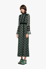 Cameo Stripe Print Maxi Dress - Anna Sui Outlet