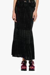 Plissé Tiered Maxi Skirt - Black - Anna Sui Sale
