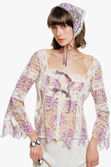 Medallion Floral Lace Tie Blouse - Anna Sui Sale