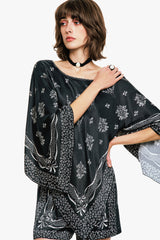 Ribbon Handkerchief Satin Print Poncho - Anna Sui US