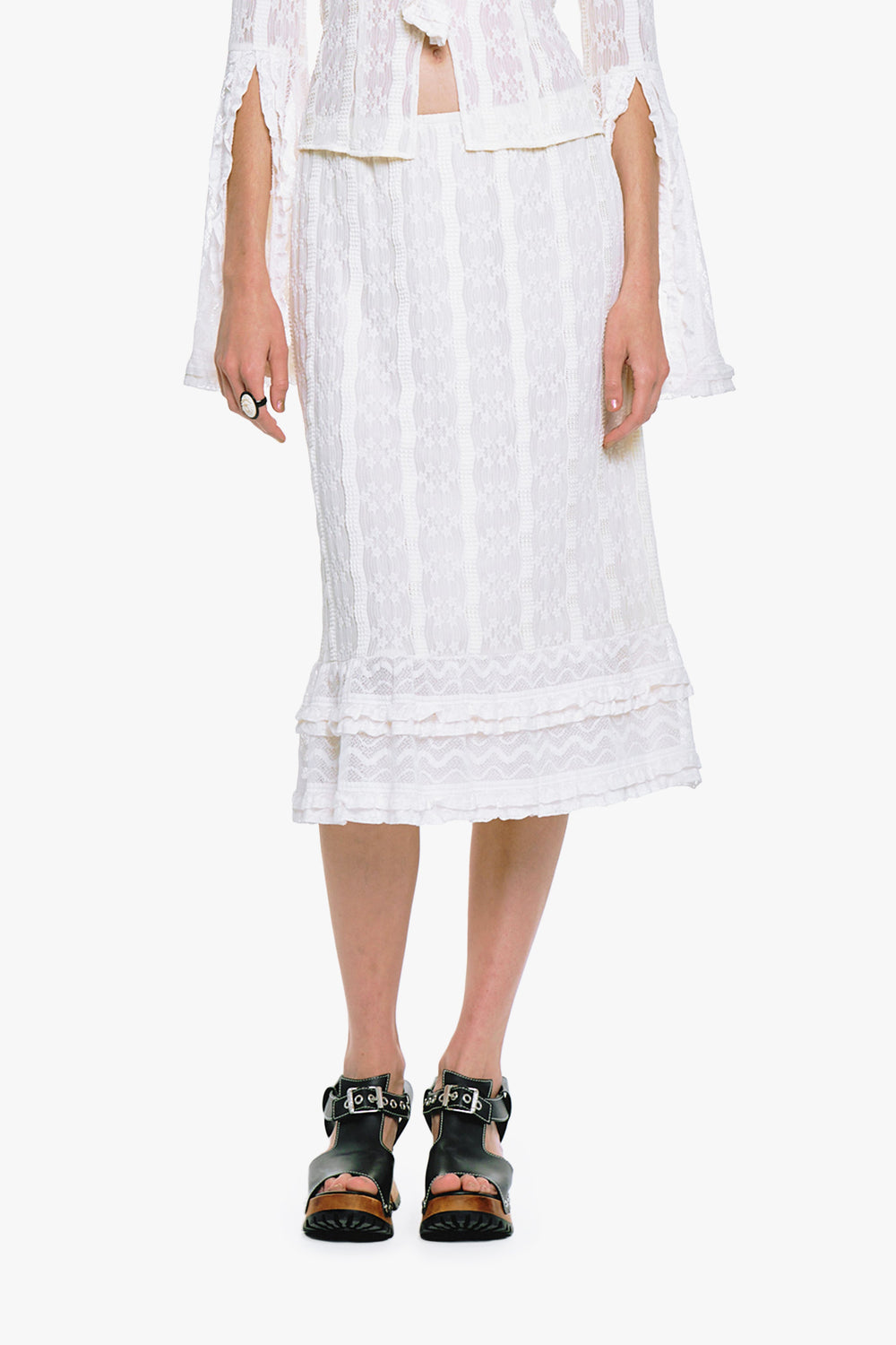 Floral Ruffle Stretch Lace Skirt - Anna Sui Discount