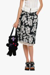 Rose Illusion Denim Lace Trimmed Skirt - Anna Sui Online