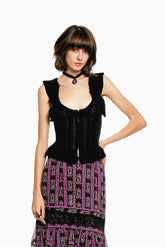 Victorian Pointelle Knitwear Camisole - Black - Anna Sui Outlet