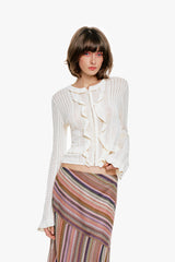 Victorian Pointelle Knitwear Cardigan - Cream - Anna Sui Discount