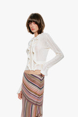Victorian Pointelle Knitwear Cardigan - Cream - Anna Sui Discount