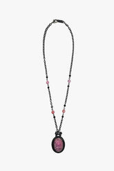 Carved Rose Victorian Frame Necklace - Dusty Rose - Anna Sui US
