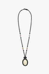 Carved Rose Victorian Frame Necklace - Ivory - Anna Sui Sale