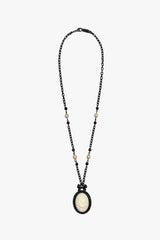 Carved Rose Victorian Frame Necklace - Ivory - Anna Sui Sale