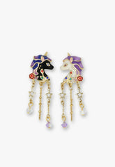 Moonlit Unicorn Earrings- Black and Ivory - Anna Sui Online