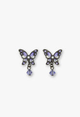 Shining Butterfly Earrings - Purple Gunmetal - Anna Sui US