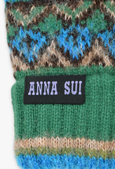 Anna Sui Fair Isle Gloves- Green - Anna Sui Sale