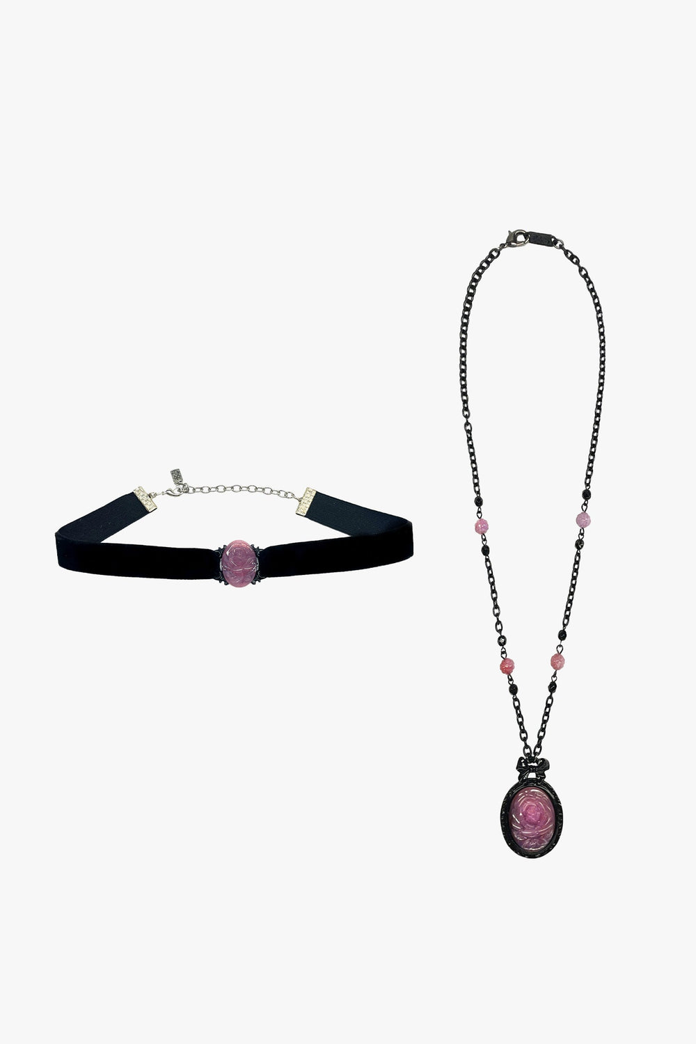 Carved Rose Victorian Necklace & Choker Set – Dusty Rose - Anna Sui Discount