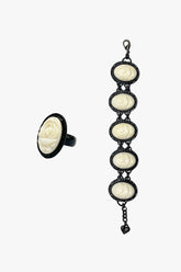Carved Rose Bracelet & Ring Set – Ivory - Anna Sui Sale