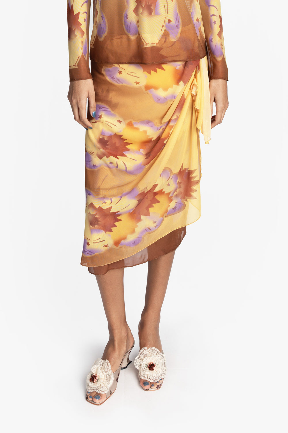 Sunburst Mesh Sarong Skirt - Anna Sui Outlet