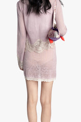 Lingerie Lace Knit Skirt - Blush - Anna Sui Sale