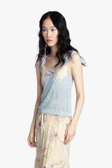 Lingerie Lace Knit Camisole - Sky Blue - Anna Sui Online