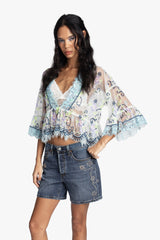 Lady Chatterley's Lace V-Neck Top - Anna Sui US