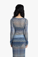 Ombre Space Dye Crochet Top - Twilight - Anna Sui US