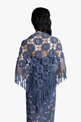 Linen Crochet Shawl- Denim - Anna Sui Outlet